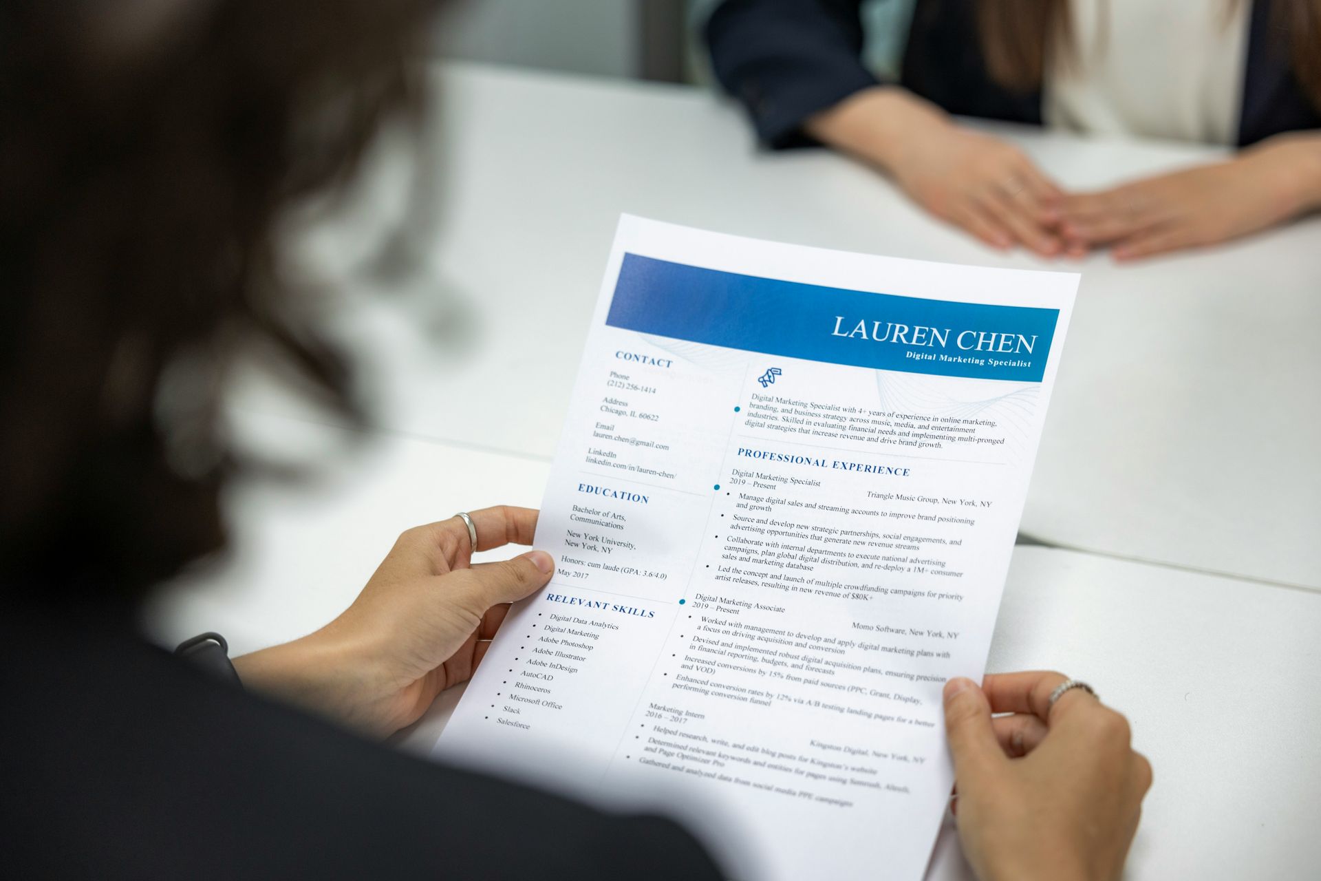 Reviewing documents and paperwork at a desk