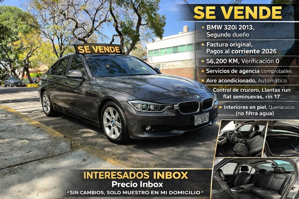 BMW 320i 2013 - Segundo Dueno, Factura Original, 56,200 km